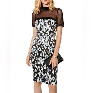 Karen Millen Black and White Animal Print Midi Dress